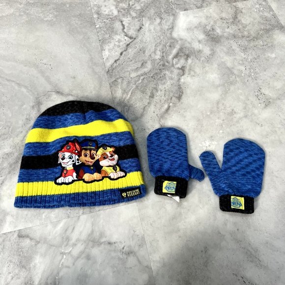 Nickelodeon Paw Patrol Toddler Boys Beanie Hat & Mittens Set 2T-5T One Size - Picture 1 of 8